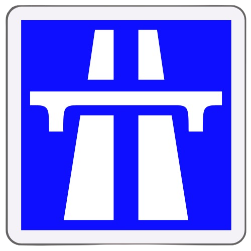 panneau carré bleu et blanc autoroute